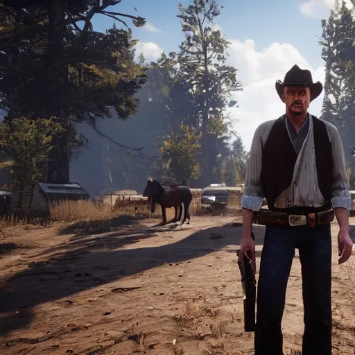 Image similar to steve buscemi stars as micah bell in the playstation 4 video game red dead redemption 2, beautiful screenshot