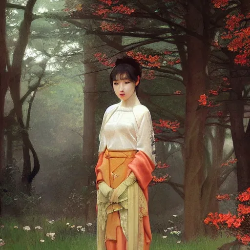 Prompt: IU, Korean Idol, Korean Artist, very detailed, digital art, concept art, studio quality, ethereal, art style by Edmund Bliar Leighton