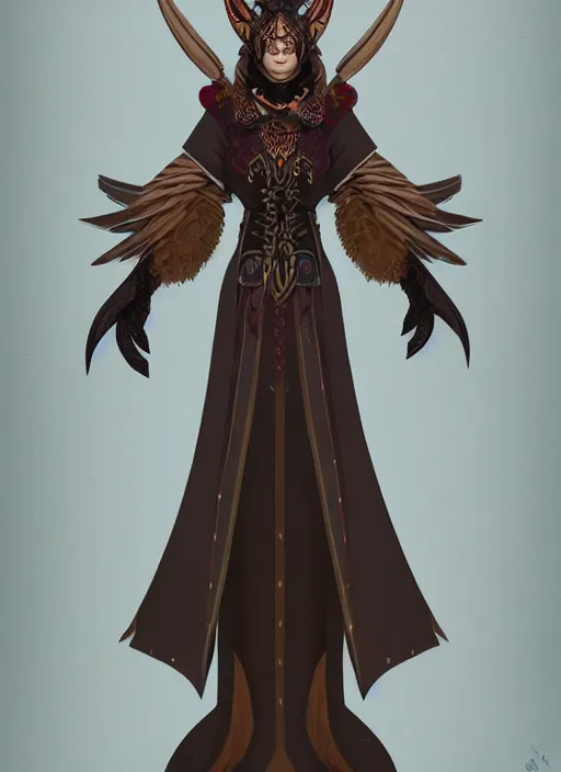 Image similar to hawk headed warlock, wind magic, exquisite details, full body character design, white background, by studio muti