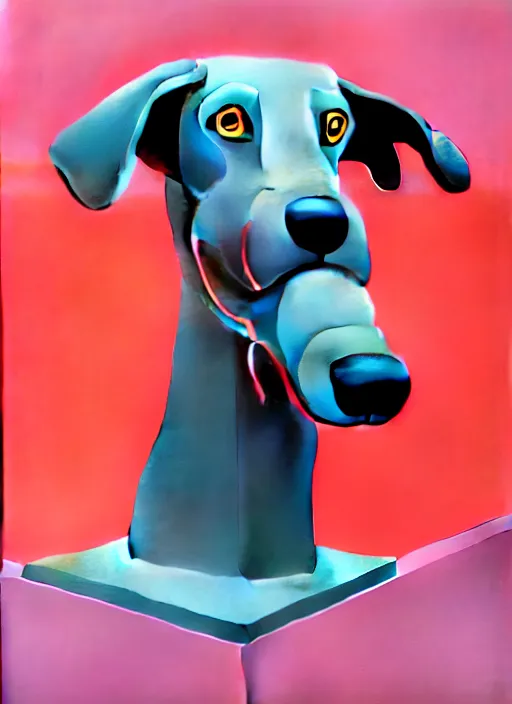 Image similar to greyhound dog statue by shusei nagaoka, kaws, david rudnick, airbrush on canvas, pastell colours, cell shaded, 8 k