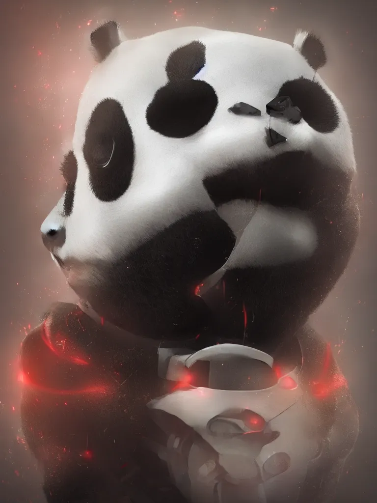 Image similar to “A portrait of a panda robot dressed as a samurai, anime, trending on artstation, octane render, cgsociety, 4K, 8K”