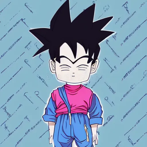 Image similar to streetwear fashion influencer character minimalistic illustration pastel colors dragon ball anime style