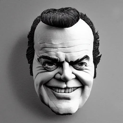 Image similar to a cut paper sculpture of jack nicholson in one flew over the cuckoo's nest