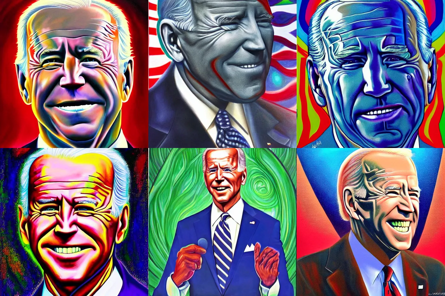 Prompt: joe biden painted in the style of alex grey