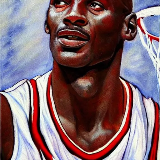 Prompt: michael jordan painted like a renaissance saint.