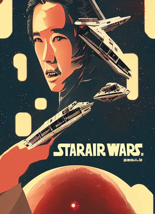 Image similar to a japanese movie poster for star wars, poster art by james gilleard, cgsociety, retrofuturism, movie poster, poster art, concert poster