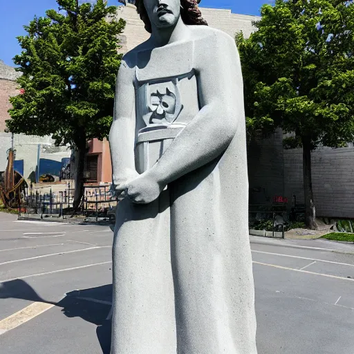 Prompt: giant concrete statue of Christ