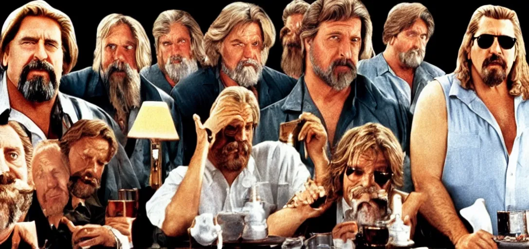 Image similar to The Big Lebowski but all the characters are played by John Goodman