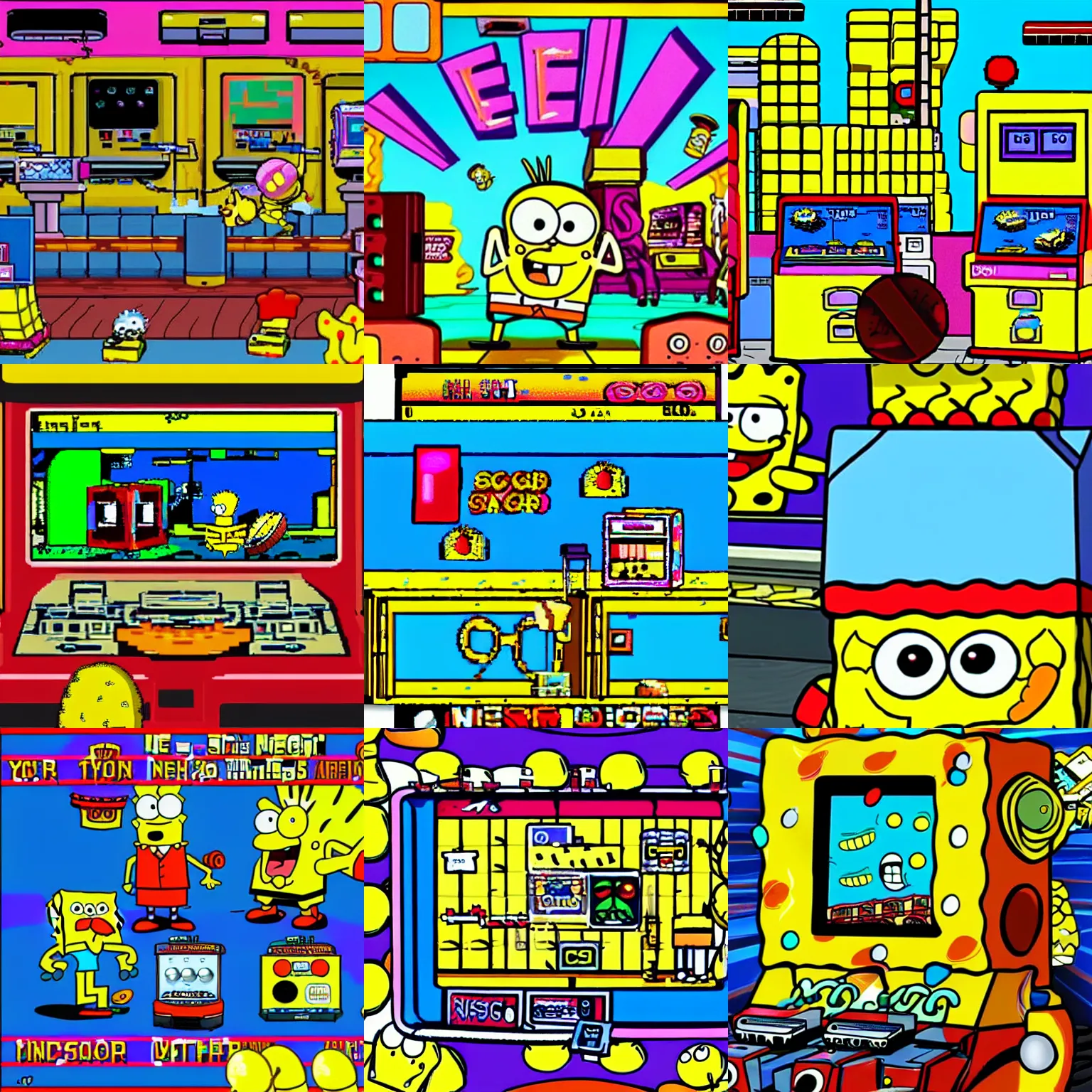 Prompt: neo geo, arcade, spongebob game