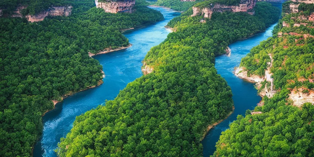 Prompt: the ozarks, landscape, national geographic