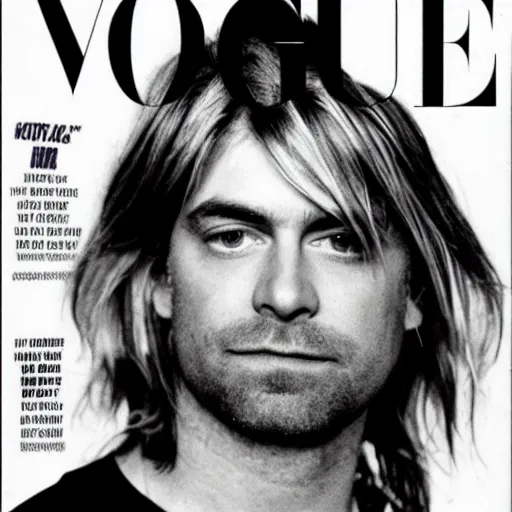 Prompt: kurt cobain on 9 0 s vogue cover