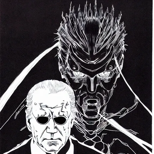 Image similar to Joe Biden looking sinister, by Tsutomu Nihei, highly detailed