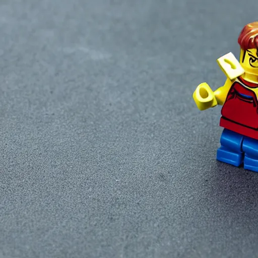 Image similar to Angry woman destroying a lego set