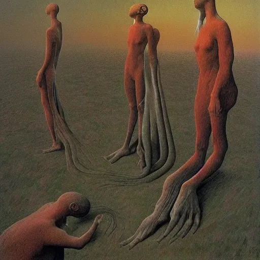 Image similar to impeccable vibes with the absolute boys whom i love by zdzisław beksinski
