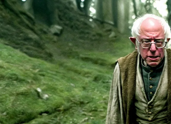 Image similar to film still of bernie sanders as frodo in lord of the rings movie, 8 k