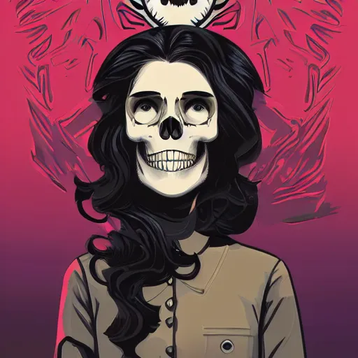 Image similar to portrait skull girl by petros afshar, tom whalen, laurie greasley, jc leyendecker and singer sargent