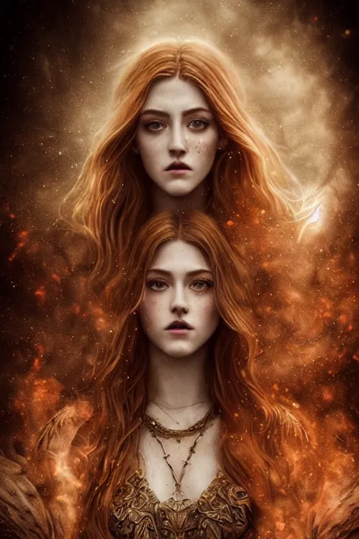 Image similar to majestic and regal portrait of katherine mcnamara, intricate, epic, elegant, menacing, fantasy, highly detailed, digital painting, hard focus, beautiful volumetric lighting, epic light, ultra detailed, horror, souls, ghosts, smoke by leesha hannigan, ross tran, thierry doizon, kai carpenter, ignacio fernandez rios