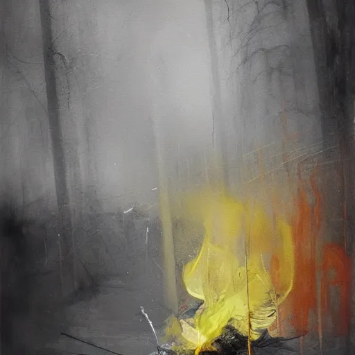 Image similar to by yves tanguay, by adrian ghenie bleak depth of field. a beautiful conceptual art of a bright & fiery soul a power to do great things ; but i fear you may one day unleash such a tempest of fire that you may consume yourself, & all the world around you.