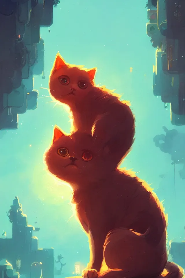 Image similar to cute cat, by victo ngai and andreas rocha and greg rutkowski, trending on artstation, unreal engine, 8 k hd wallpaperjpeg artifact, blur, artfact