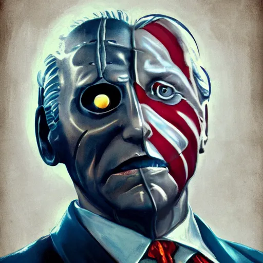 Image similar to joe biden, bioshock artstation, bioshock screenshot lovecraftian fan art, patriot, artgerm