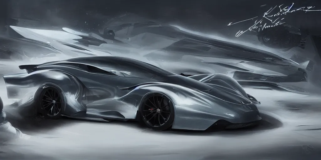 Image similar to a custom-built sport car, painted in dark color holographic pearlescent, elegant, digital painting, concept art, smooth, sharp focus, art style from Wang Ke and Greg Rutkowski and Bruce Kaiser and Scott Robertson and Dmitry Mazurkevich and Doruk Erdem and Jon Sibal