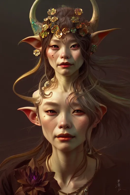 Image similar to beautiful goblin, highly detailed, digital painting, artstation, sharp focus, illustration, art by tan zi and ayanamikodon and alphonse mucha and wlop