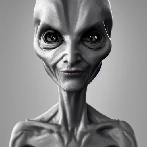 Image similar to beautiful photography of a grey alien, photorealistic, Canon eos M50, 50mm, cinematic, trending on Artstation