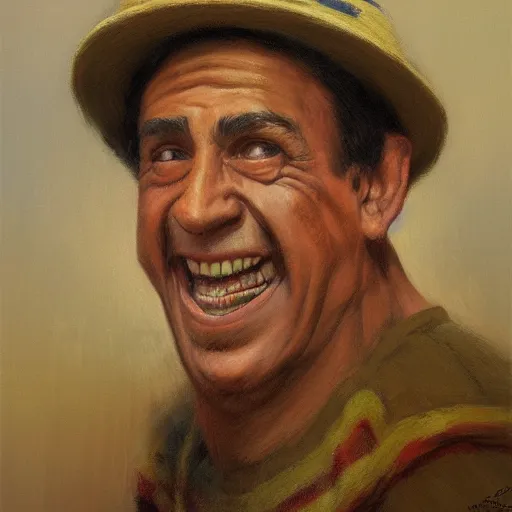 Prompt: portrait of el chavo as united states president, artwork by gaston bussiere, craig mullins, trending on artstation, roberto gomez bolanos