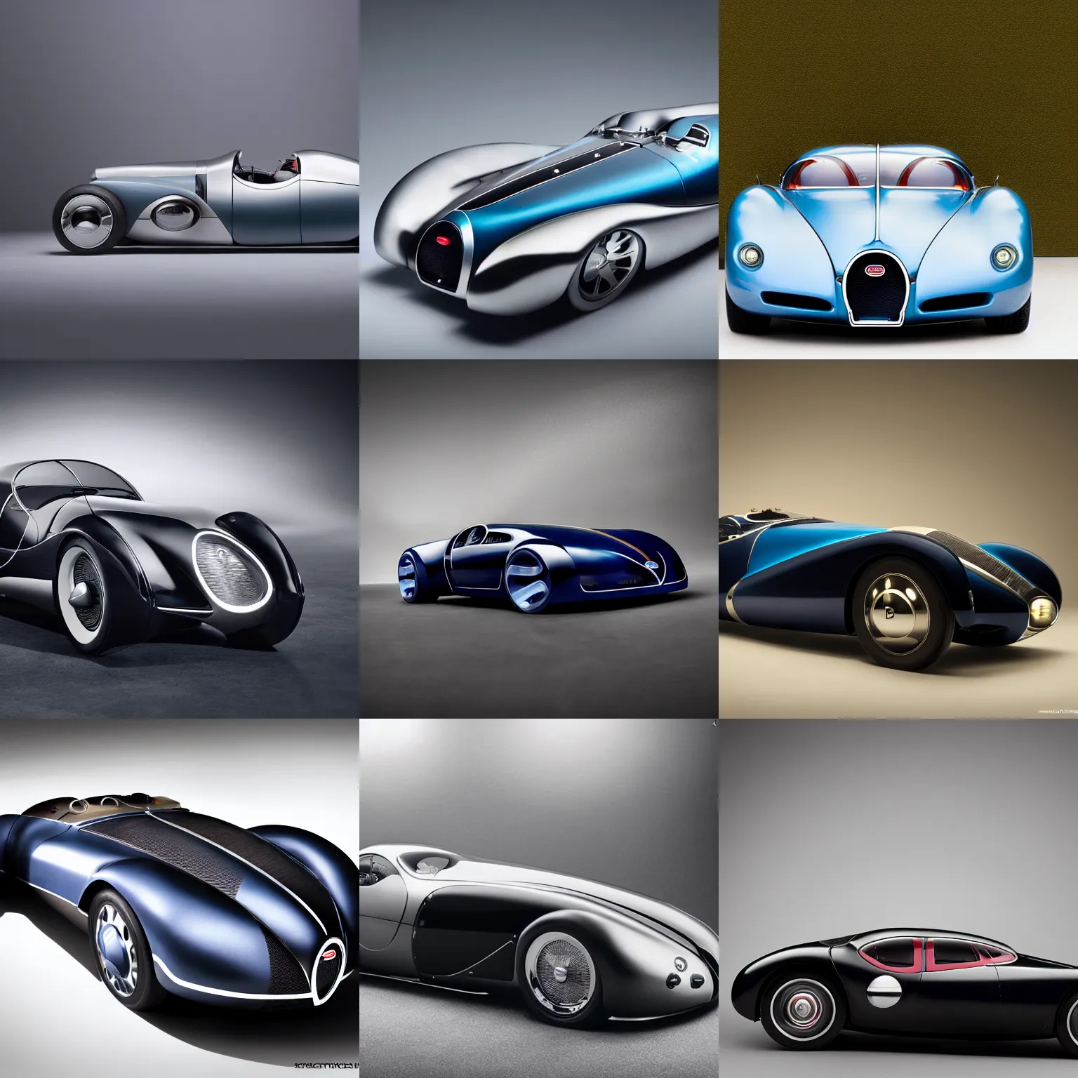 Prompt: a futuristic bugatti type 5 7 sc atlantic concept, studio lighting, award - winning car magazine photography