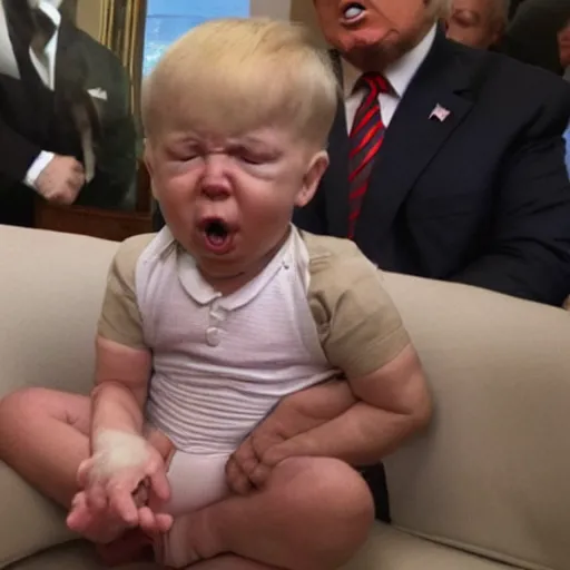 Prompt: donald trump as a crying baby