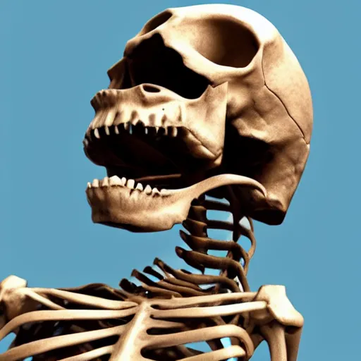 Image similar to a hyperrealistic shocked skeleton with his mouth wide open, anime, 4k