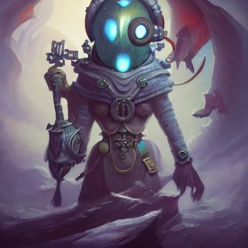 Prompt: AmongUs Game impostor deep sea diver, DnD character art portrait, matte fantasy painting, DeviantArt Artstation, by Jason Felix by Steve Argyle by Tyler Jacobson by Peter Mohrbacher, cinema