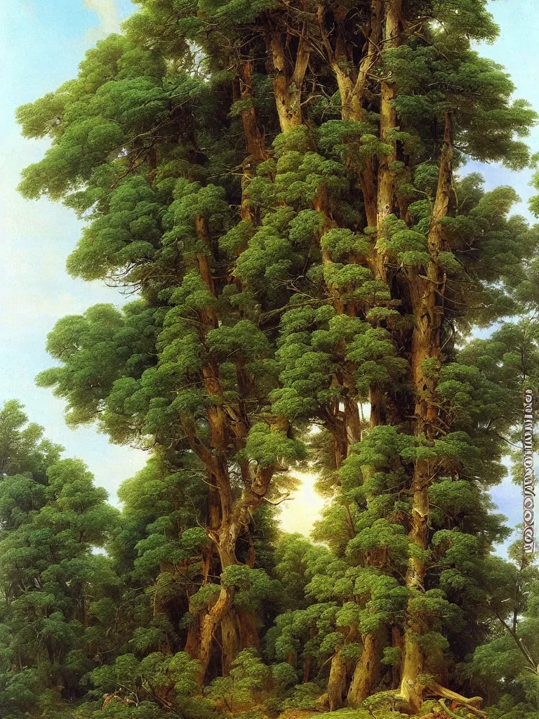 Prompt: Beautiful enormous treehouse by ivan shishkin and aivazovsky, oil on canvas, highly detailed, masterpiece