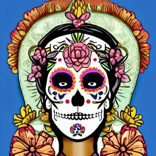 Prompt: greek goddess athena as a mexican sugar skull