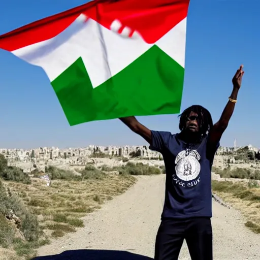 Image similar to chief keef holding a palestine flag 4 k quality super realistic