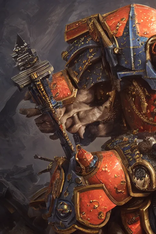 Image similar to warhammer 4 0 k horus heresy fanart - the primarchs emperor by johannes helgeson animated with vfx concept artist & illustrator global illumination ray tracing hdr fanart arstation zbrush central hardmesh 8 k octane renderer