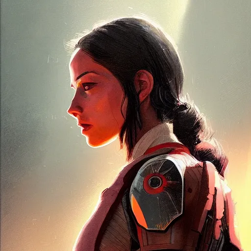 Image similar to portrait of a woman by greg rutkowski, rosa salazar as a young mandalorian bounty hunter from star wars expanded universe, highly detailed portrait, digital painting, artstation, concept art, smooth, sharp foccus ilustration, artstation hq