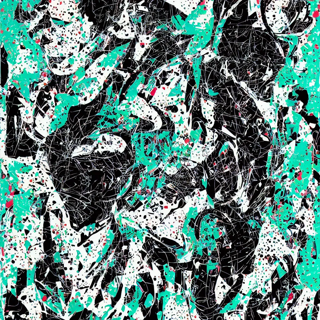 Image similar to person wearing mask, abstract, jet set radio artwork, ryuta ueda artwork, cryptic, rips, spots, asymmetry, stipple, lines, glitches, color tearing, pitch bending, stripes, dark, ominous, eerie, hearts, minimal, points, technical, natsumi mukai artwrok, folds