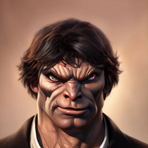 Prompt: a portrait painting of a gentleman half ogre half man, art by mark brooks and brom gerald and artgerm, deviantart, artstation