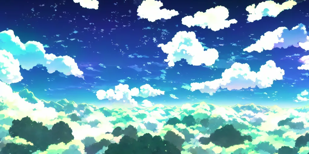 Image similar to A background for an anime-themed social media profile sky bright clouds bloom effect from Skyrim blender studio ghibli clouds