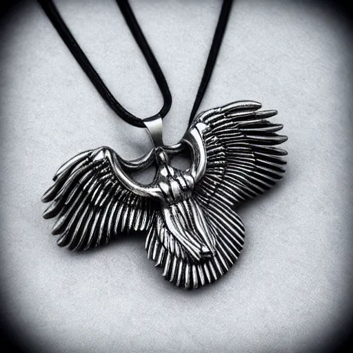 Prompt: 2 tone 3 d 6 winged angel necklace, jewelry render, photography, raytraced