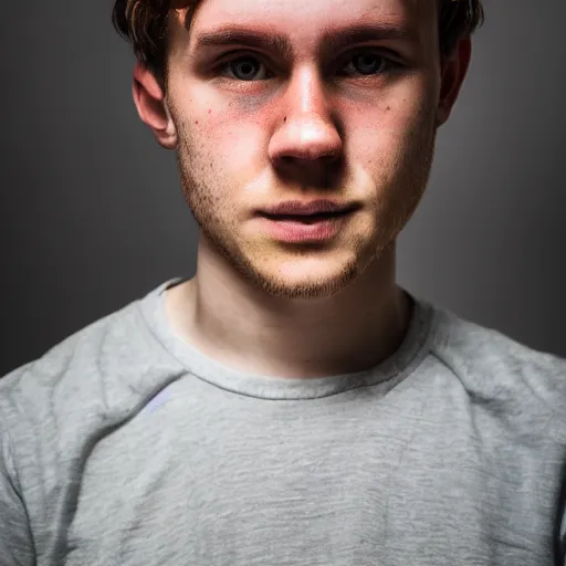 Prompt: a photo portrait of a young Welsh man facing the camera, centred, upper body, 8k, high quality, flickr