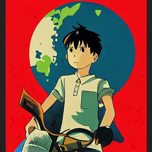 Image similar to vintage movie poster art for earthbound by trending pixiv fanbox, acrylic palette knife, style of makoto shinkai takashi takeuchi yoshiyuki and studio ghibli