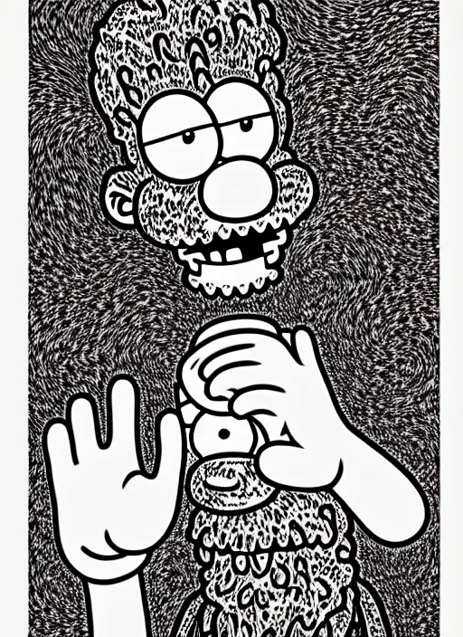 Image similar to junji ito style homer simpson, intricate, highly detailed, illustration, art by junji ito, junji ito