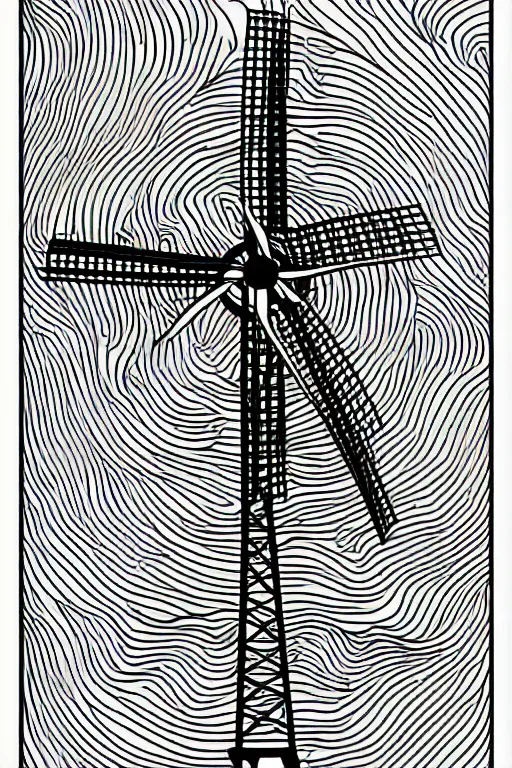 Image similar to minimalist boho style art of a windmill, illustration, vector art