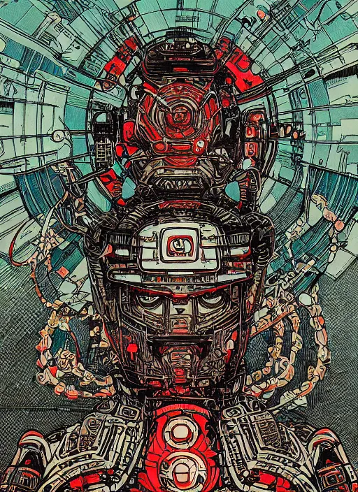 Image similar to cybernetic samurai by Yuko Shimizu