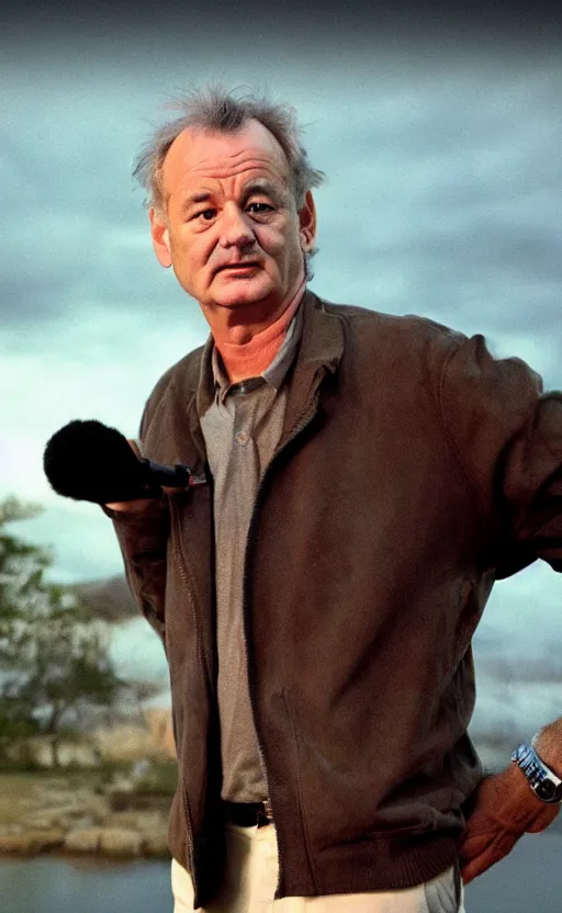 Prompt: bill murray talking stupidly, cinematic composition and lighting