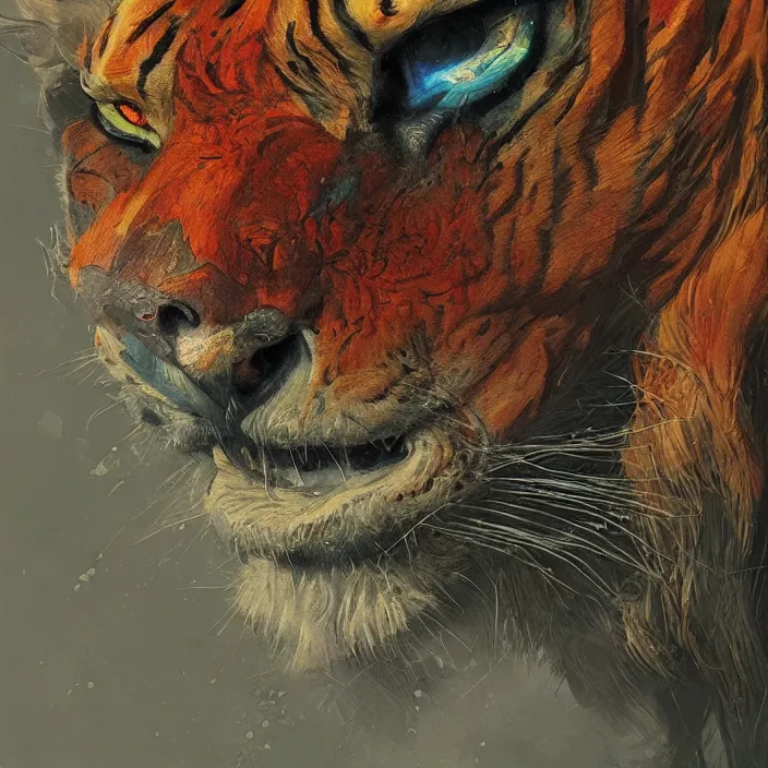 Image similar to the eye of the liger, d & d style, trending on artstation, intricate, highly detailed, vivid painting, colorful, art by greg rutkowski