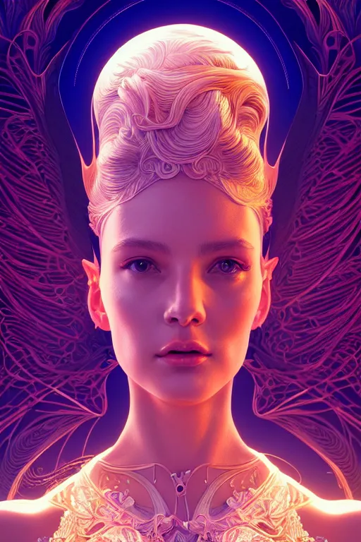 Prompt: beautiful female angel, highly detailed vfx side portrait, intricate detailed environment, global illumination, by james jean and moebius and artgerm and liam brazier and victo ngai and tristan eaton. detailed, vector art, digital illustration, concept art, 8 k, hdr