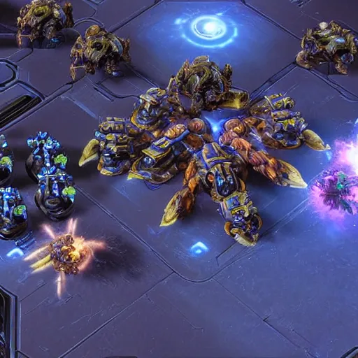 Image similar to a screenshot from a professional starcraft 2 match